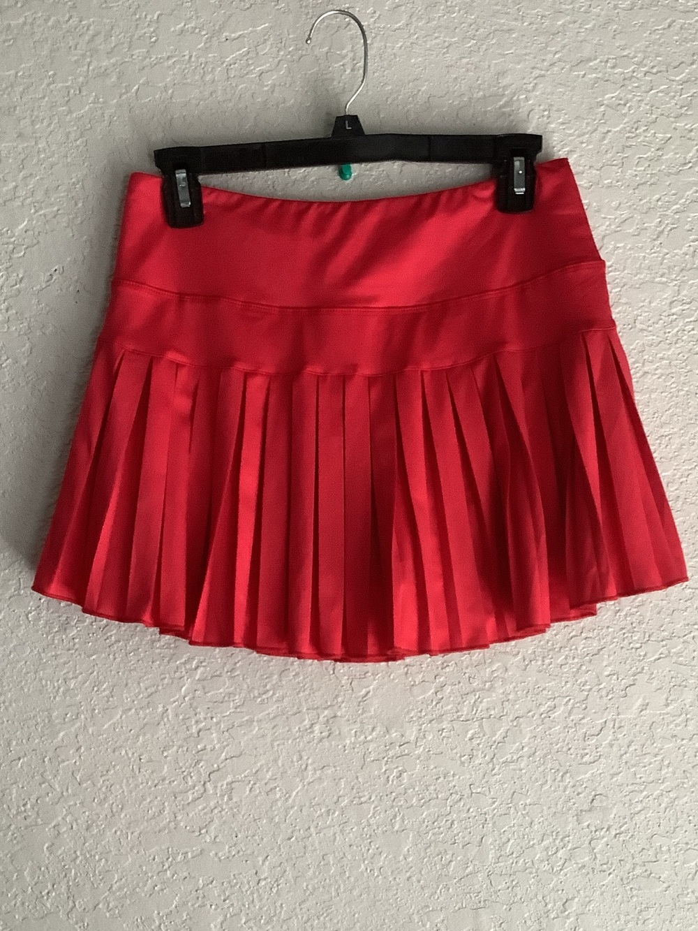 Red Pleated Mini Skort with Wide Waistband